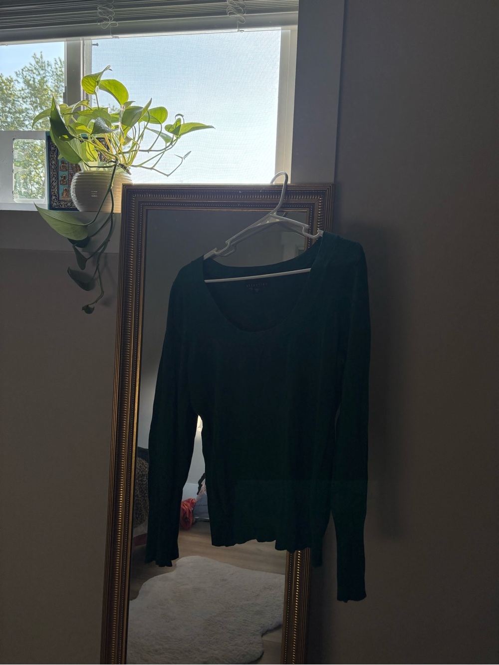 attention Black Long-Sleeve Scoop Neck Top